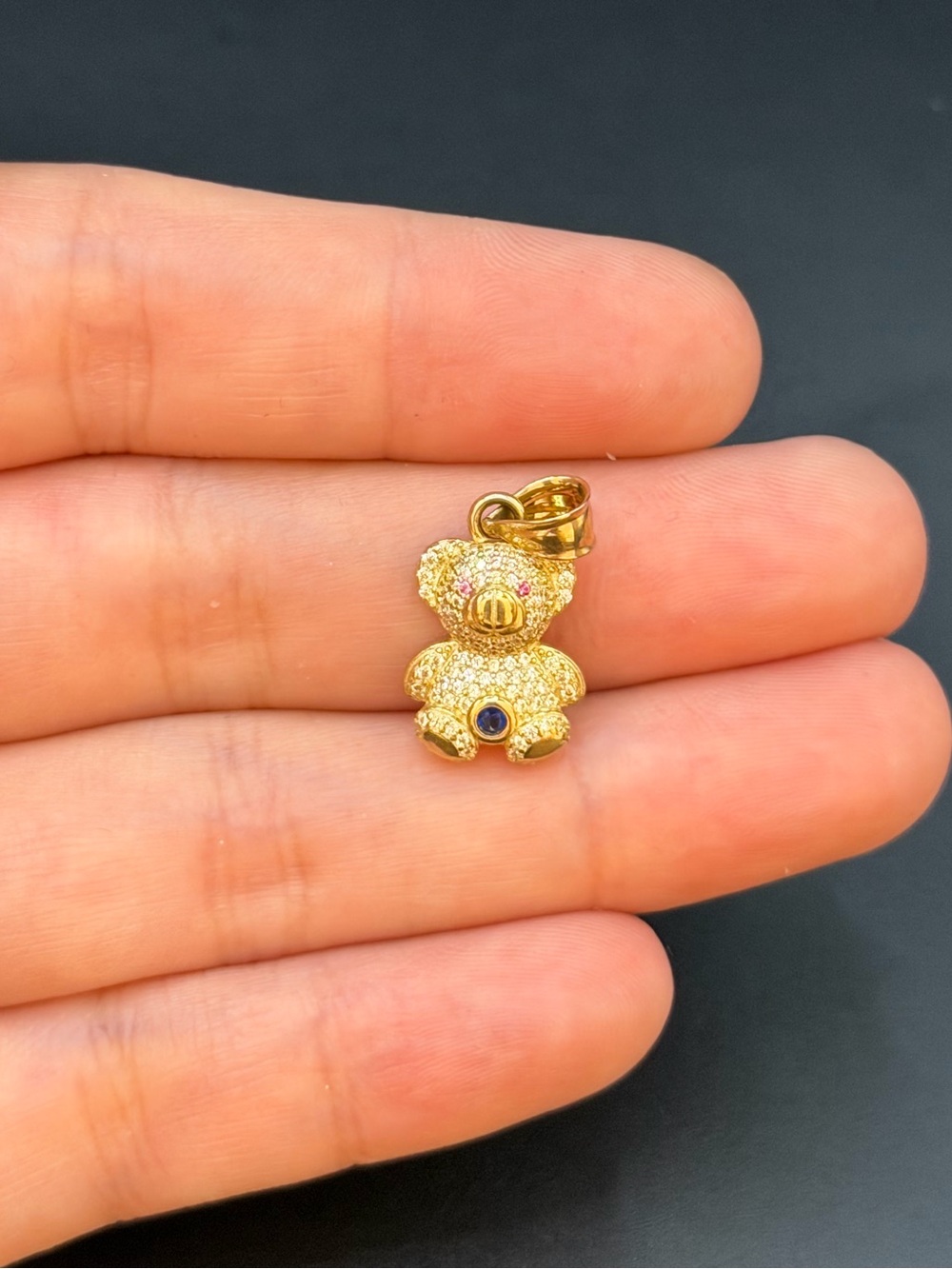 10K Gold Teddy Bear Charm Pendant